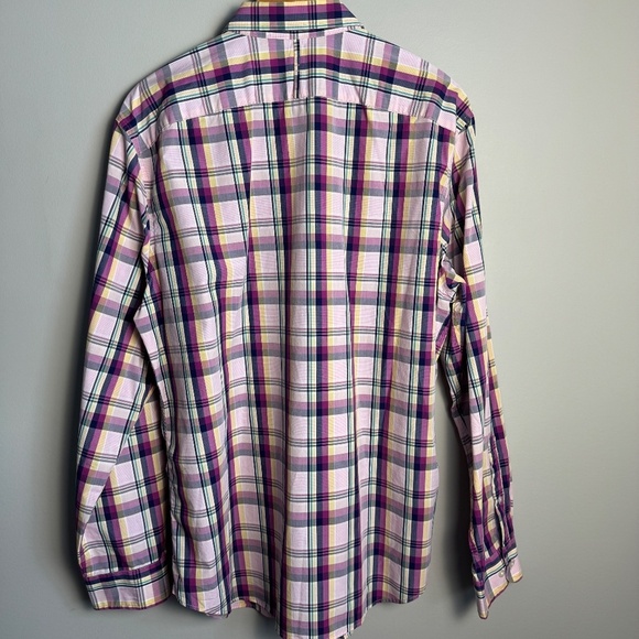 Banana Republic‎ LUXE Stretch Poplin Men's Button Up Shirt Multicolor Plaid XL - Picture 6 of 12